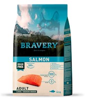 Comida para Perro Adulto Raza Grande Bravery Libre de Grano Salmón 4kg