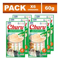 Churu Six Pack cremoso para gatos con sabor atún y pollo 60g