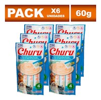 Churu Six Pack cremoso para gatos atún con ostiones 60g