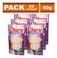 Churu Six Pack Snack cremoso gatos sabor pollo camarones 60g