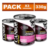 Pack Paté para Perros Adultos Canbo Súper Premium Hipoalergénico 330g 3 Unidades