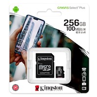 Memoria Micro SD Kingston CANVAS 256GB Clase 10 100MB/S