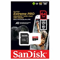 Memoria Micro SD Sandisk Extreme Pro 64GB 4k 170Mbs