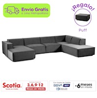 Sofa seccional Derecho Lujo Vitoriano + Reposapies de Regalo