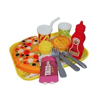 Juguete Set Comida Fast Food Bandeja Pizza Cupcake Niño/Niña 14pza MT Juguetes