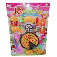 Juguete Set Comida Fast Food Pizza Cumpleaños Niño/Niña 19pza Heng Fa