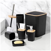 Kit de Accesorios para Baño 6 Piezas Elegante Negro C1F