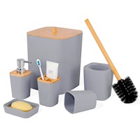 Kit de 6 Accesorios de Baño Cuadrado Plomo C56