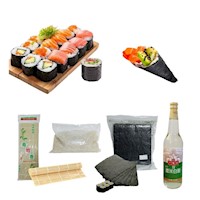 Set de Makis Basico 4u Esterilla. Alga Nori. Arroz Glutinoso. Vinagre de Arroz