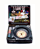 Set de Póker 5 En 1 - Ruleta, Casino, Dados - Caja de Metal