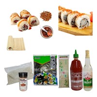 Set de Makis Extra Picante Alga Nori Arroz Glutinoso Vinagre Togarashi Shiracha Esterilla 6pza