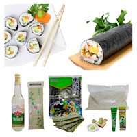 Set de Makis Picante Tradicional Alga Nori Arroz Glutinoso Vinagre Wasabi Esterilla 5pza