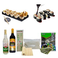 Set de Makis Shoyu Basico Alga Nori Arroz Glutinoso Vinagre Salsa de Soya Oscura Esterilla 5pza
