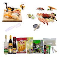 Set Nigiri Ultra Pro Alga Nori Arroz Glutinoso Vinagre Panko Wasabi Salsa de Anguila Salsa de Soya Oscura Teriyaki Molde Palillos Descartable 11pza