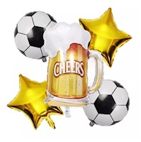 Set x 5 globos para hombre feliz cumpleaños cerveza pelota de fútbol