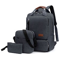 Mochila Porta Laptop 15.6" 3 Piezas Gris FD3