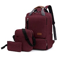 Mochila Porta Laptop 15.6" 3 Piezas Guinda FD3