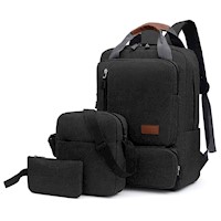 Mochila Porta Laptop 15.6" 3 Piezas Negro FD3