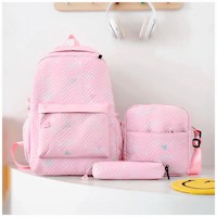 Mochila Kawaii 3 Piezas Porta Laptop 15,6" Rosado BP1