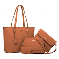 Juego de Carteras Bolsos 4 Piezas Elegante Marrón CA4