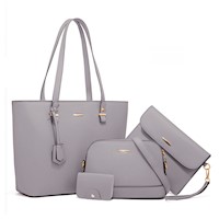 Juego de Carteras Bolsos 4 Piezas Elegante Plomo CA4