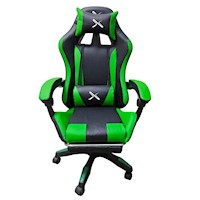 Silla Gamer Lyzor Posapiés SGGTWN135A Verde y Negra