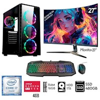 Computadora PC Gamer Core i7  Ram 16GB Disco 1TB+SSD 480GB  RX 550 4GB M 27´´