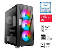 Computadora PC GAMER  Core i7  RAM 16GB DISCO 1TB+SSD 480GB  RX 550 4GB CASE LED