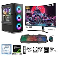 Computadora PC GAMER  Core i7  RAM 16GB  HDD 1TB+SSD 480GB GTX 1650 4GB M27"