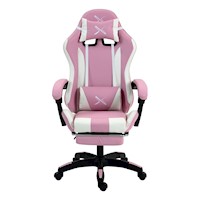 Silla Gamer Lyzor con Posapiés SGPTWN135A Rosa y Blanca