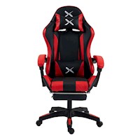 Silla Gamer Lyzor con Posapiés SGRTWN135A Roja y Negra