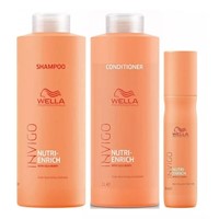 Shampoo Nutritivo 1Lt+Acondicionador+Spray Antifrizz Invigo Nutri Enrich Wella