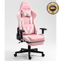 Silla Gamer Dreizt Apolo Rosado Pro 180° Reclinable Alta Calidad con Posapies