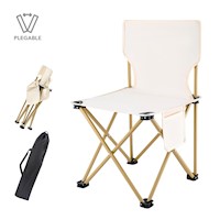 Silla Plegable para Playa Camping Jardín Terraza con Funda Beige VF1