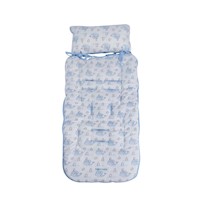 Colchoneta para Coches maternelle celeste pinguino, para coche de paseo o en la silla de auto,acolchado, suave, reversible, adaptable