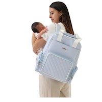Mochila Pañalera Celeste  2 en 1 Convertible a cambiador portátil