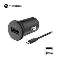 Cargador Auto Motorola 18w Turbopower Puerto usb-a SJV100 Cable usb-c