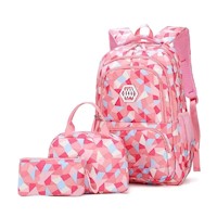 Juego de mochila Porta mas lonchera y estuche calidad oxford Rosa