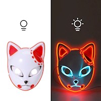 Mascara gato con luces para fiestas Hallowen Naranja