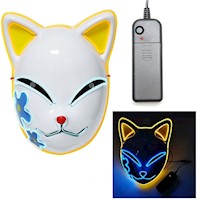 Mascara gato con luces para fiestas Hallowen amarillo