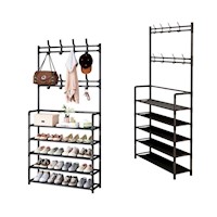 ZAPATERA CON PERCHERO ORGANIZADOR DE 168CM DE ALTO NEGRO