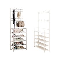 ZAPATERA CON PERCHERO ORGANIZADOR DE 168CM DE ALTO BLANCO