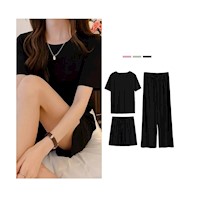 Conjunto de pijama 3 piezas negro