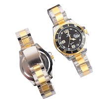 Reloj de metal analógico Acuático para Hombre Negro