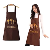 Mandil delantal de cocina con bolsillos Marron