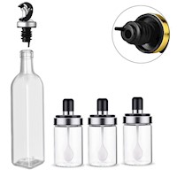 SET DE UN DISPENSADOR DE ACEITE CON 3 CONDIMENTEROS