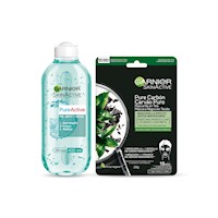 Pack 4 mascarillas Detox + Agua micelar Pure Active Garnier Skin Active
