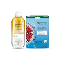 Pack 4 mascarillas Hidratante + Agua micelar en Oleo Garnier Skin Active