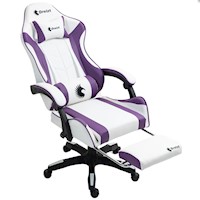 Silla Gamer Ergonómica Dreizt Shine Series Purpura y Blanco Con Posapies Reclinable