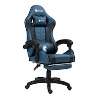 Silla Gamer Ergonómica Dreizt Shine Series Azul Indigo Con Posapies Reclinable